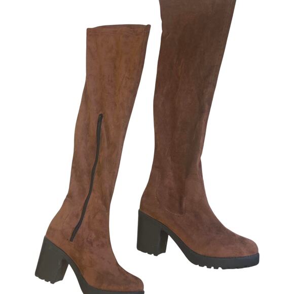Brown suede knee high boots - Picture 2 of 2